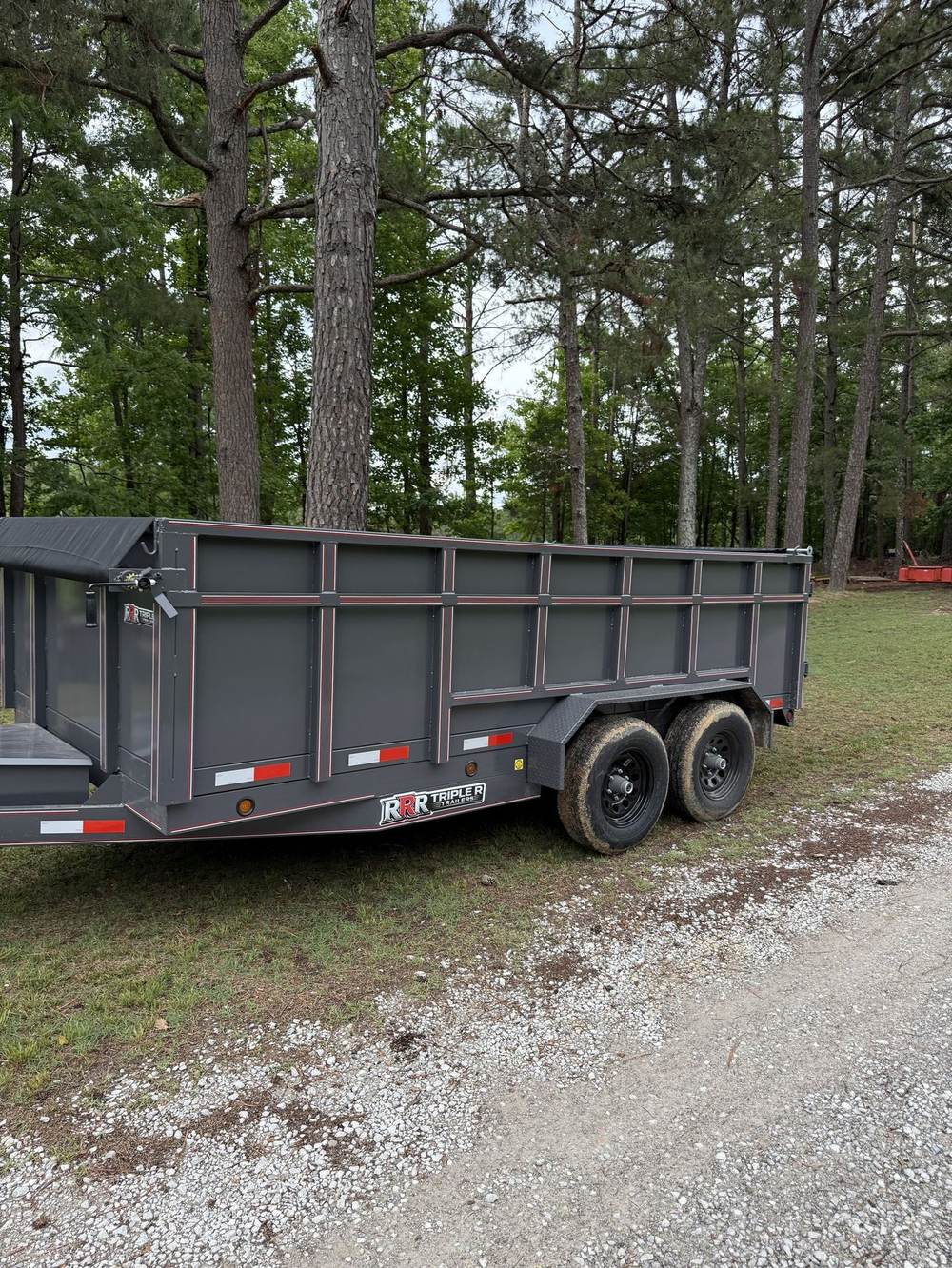 Finished Triple R dump trailer outside the factory