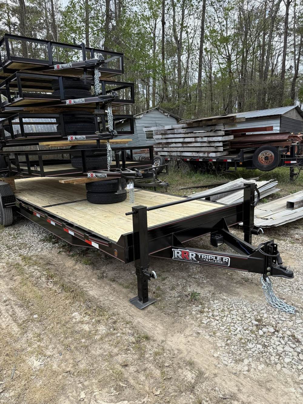 Triple R deckover equipment trailer with spare tire